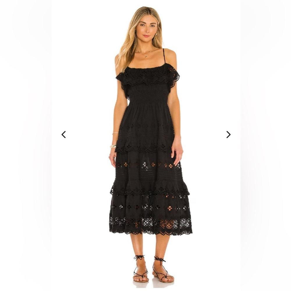 Lovers & friends eyelet embroidered DALLAS MIDI DRESS tierred revolve